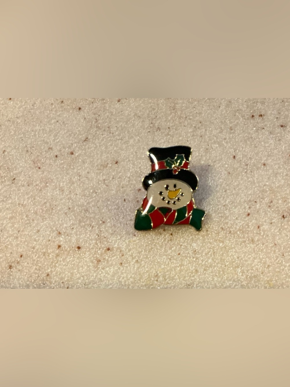 Festive Snowman Enamel Pin - Black Hat, Red & Green Scarf